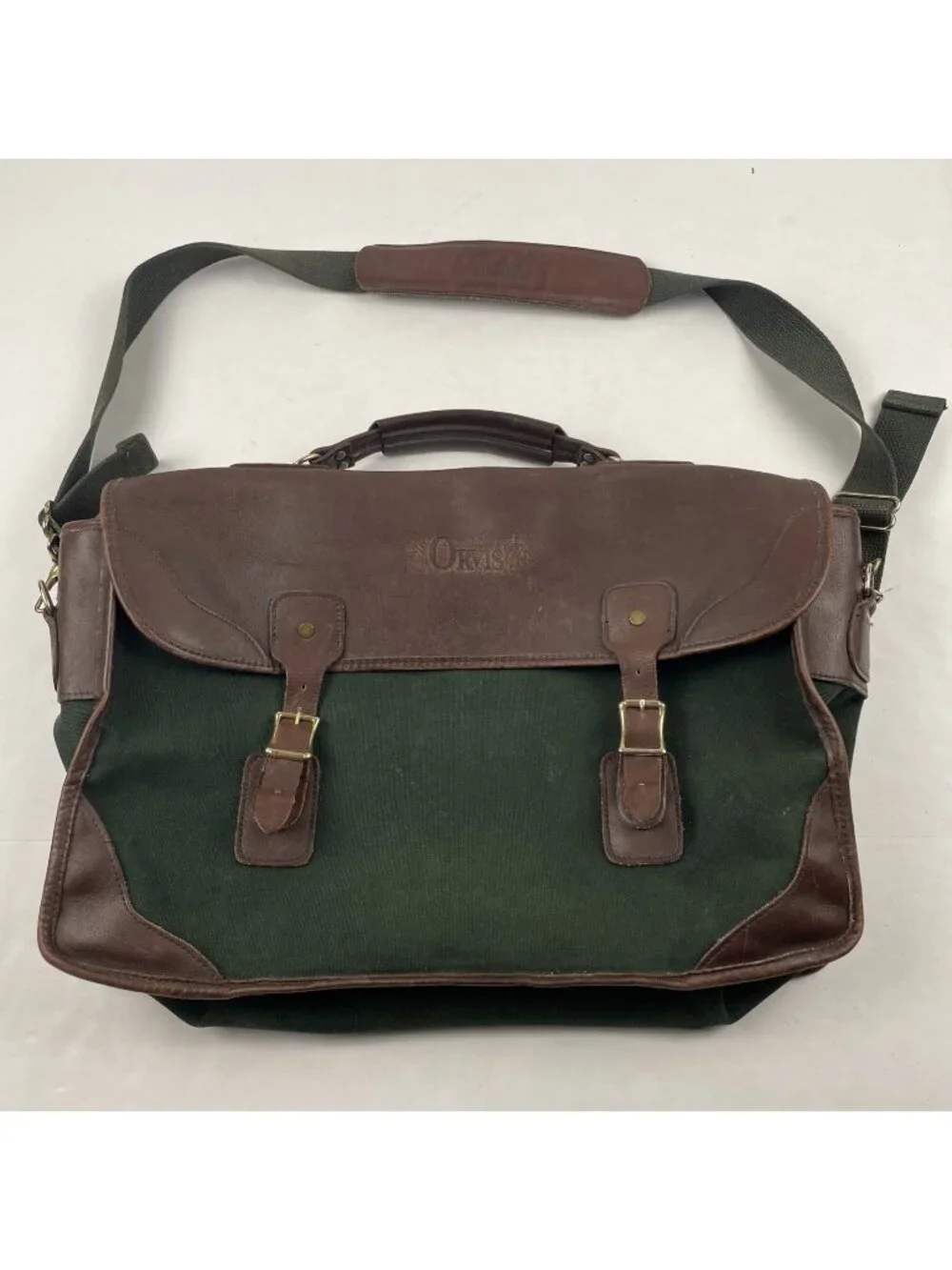 Vintage Orvis Battenkill Canvas Leather Briefcase Messenger Bag Shoulder Strap